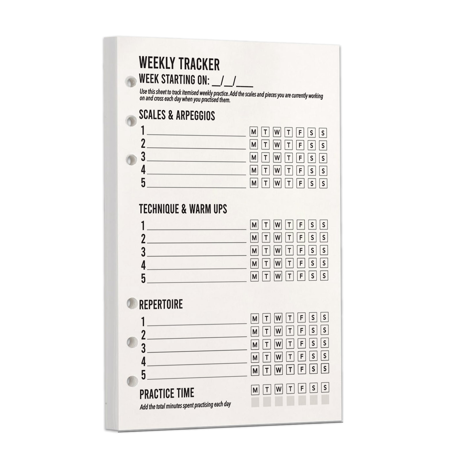 Weekly Practice Tracker (52 weeks) | Refill - Ultimate Piano Practice Journal